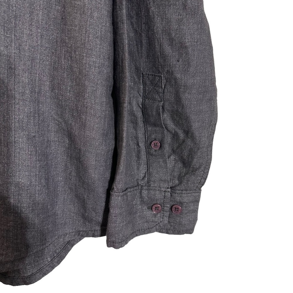 Carbon2Cobalt Grey 100% Linen Longsleeve Button-up Shirt - Picture 7 of 8